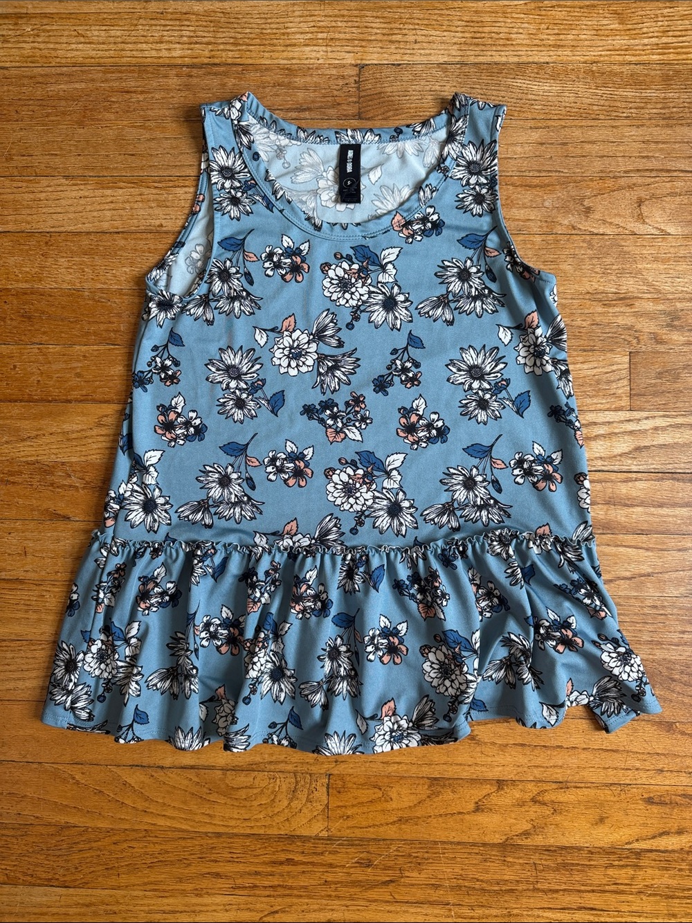 Women’s Blue Floral Peplum Tank Top